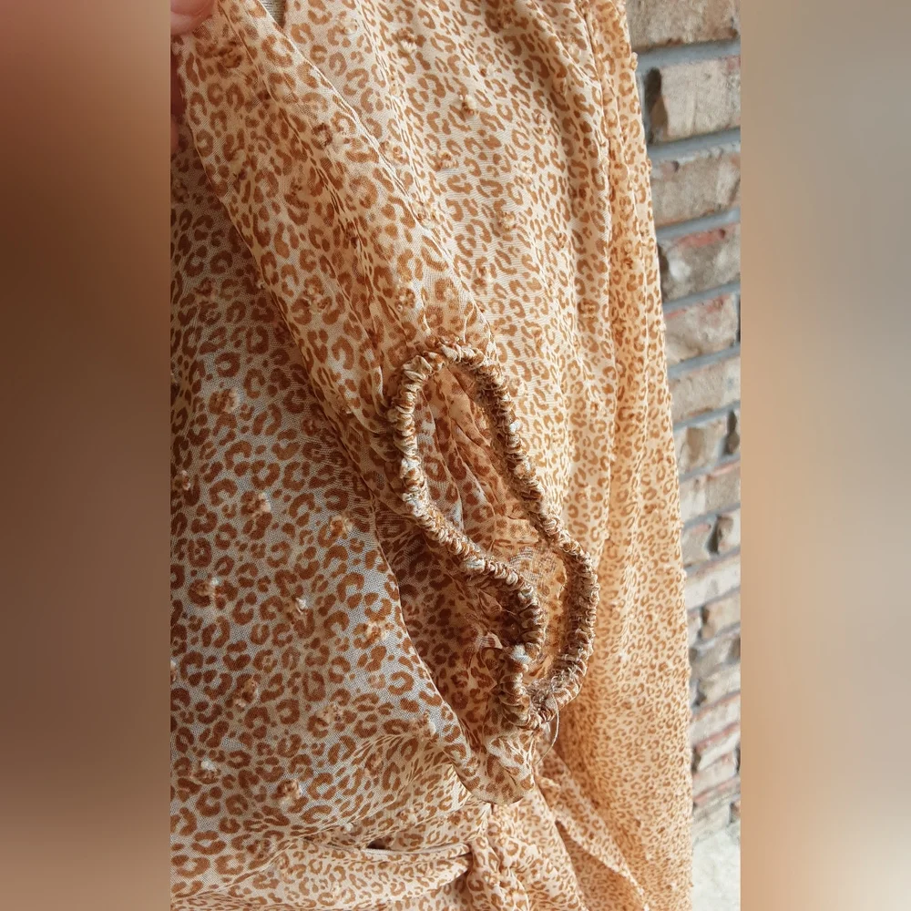 Altar'd State Long Sheer Sleeve Tiered Textured Boho Dress.